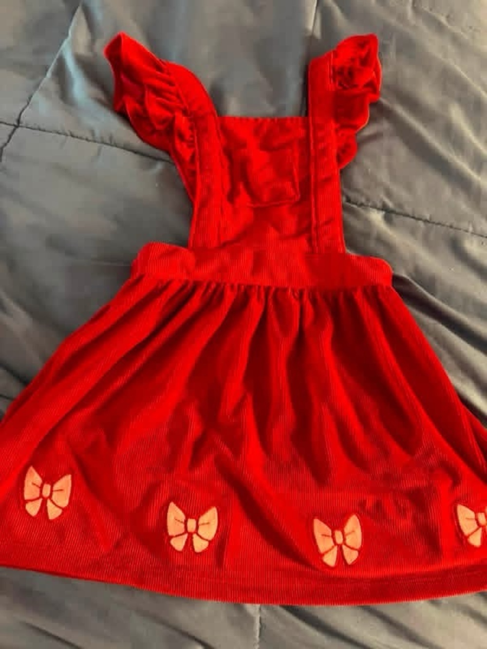 Bluey Red Bow-Accented Corduroy  Dress for Kids